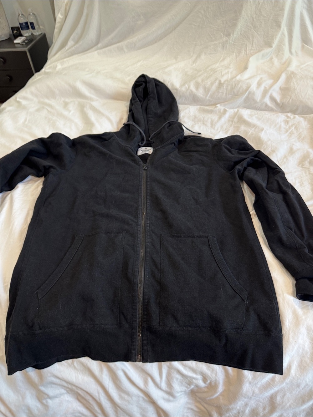 Reigning Champ Black Full-Zip Hooded Jacket Thick Material & Black Out Zipper